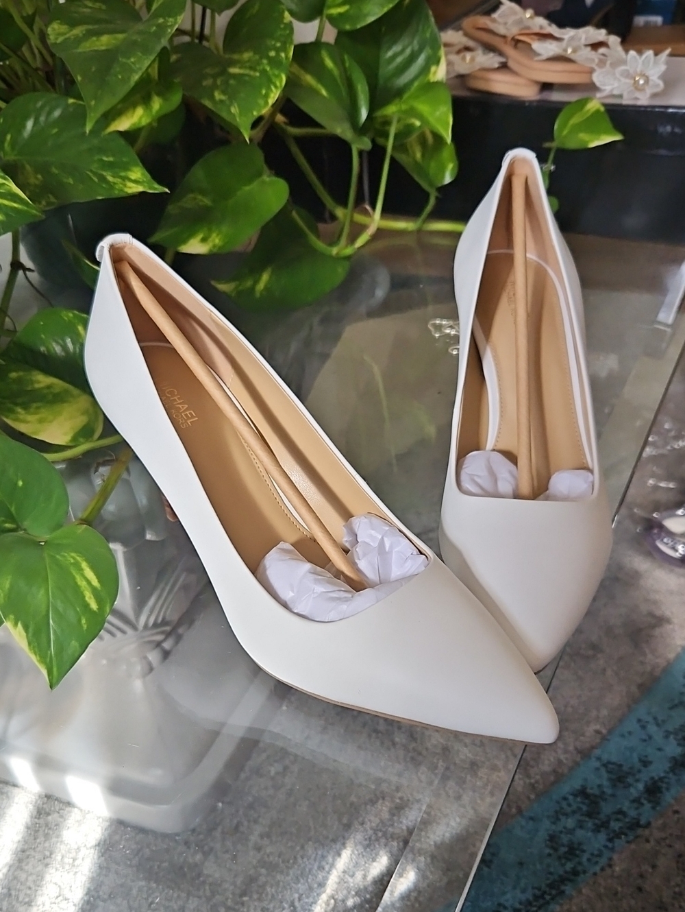 Michael Kors White Pointed-Toe Heels